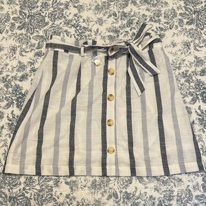 Mine Blue and White Striped A-Line Skirt